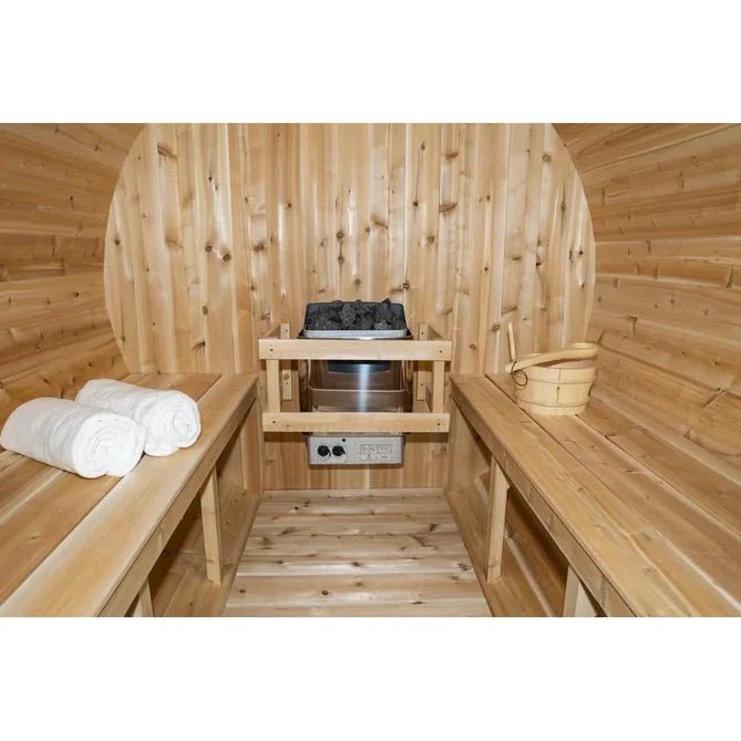 Dundalk Leisurecraft Canadian Timber 6 Person Tranquility Barrel Sauna | CTC2345W - WellMed Supply