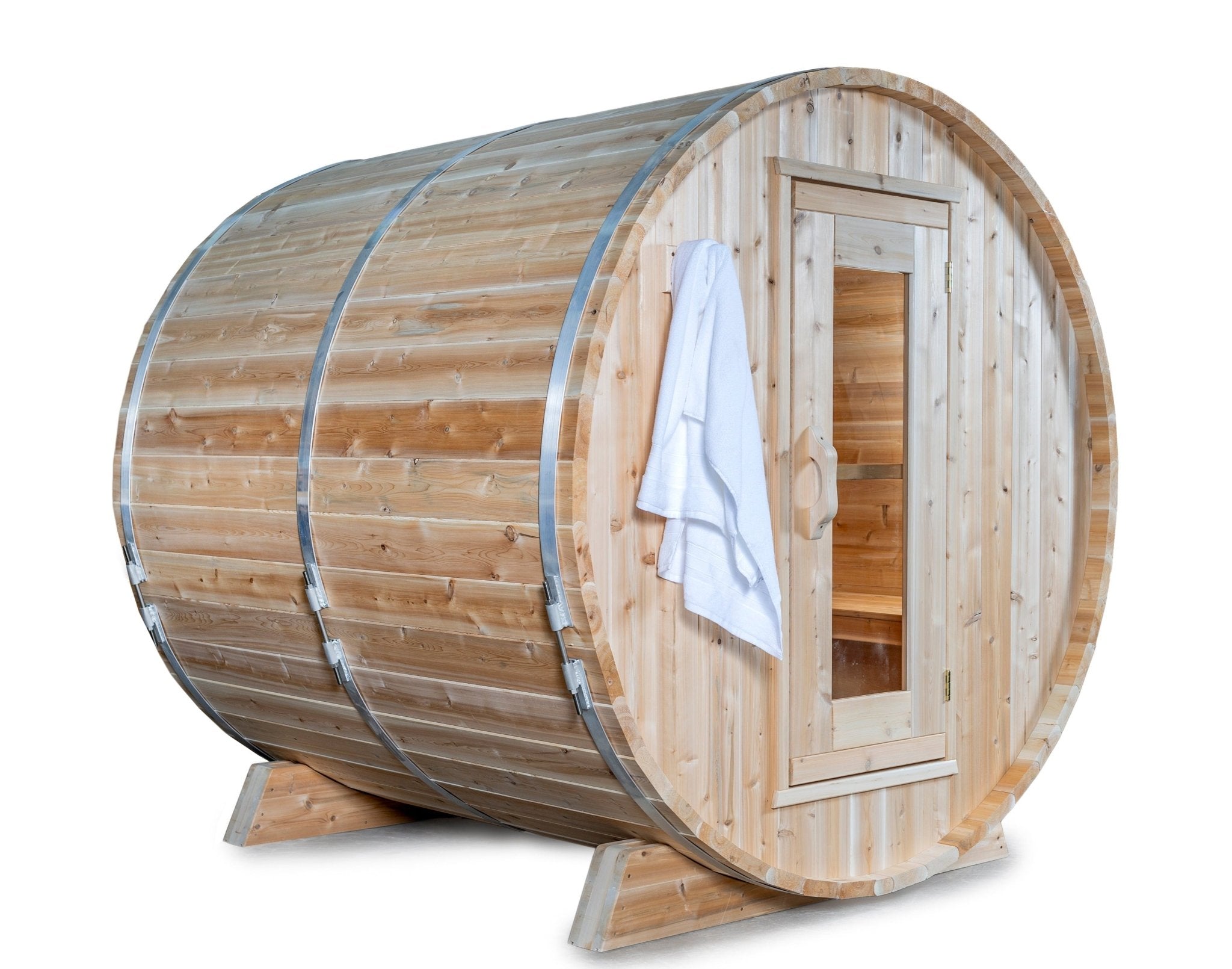 Dundalk Leisurecraft Canadian Timber 4 Person Harmony Barrel Sauna | CTC22W - WellMed Supply